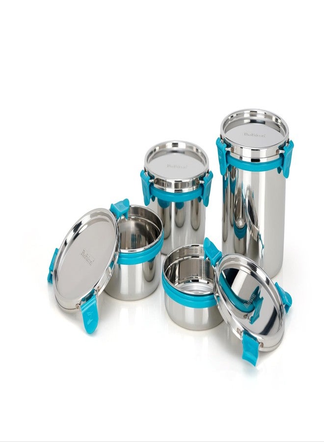 PDDFALCON EcoNxt Max Stainless Steel Lunch Box Set, 100% Leak-Proof Microwave-Safe, BIS Certified, Jindal Seal & Made in India Lunch Box-Sea Green (1050ml) - Image 3